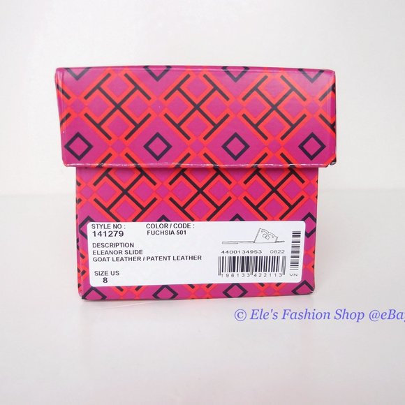 NIB Tory Burch Eleanor Leather Slide Fuchsia Hot Pink US 8 8.5 9 9.5 10 AUTHENTC - Picture 7 of 16